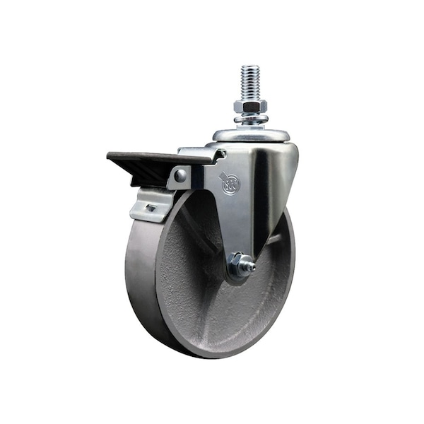5 Inch Semi Steel 10 MM Threaded Stem Caster with Brake